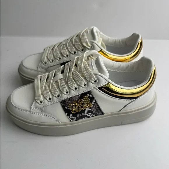 Roberto Cavalli leather White and Gold Women's Sneakers - Picture 8 of 13